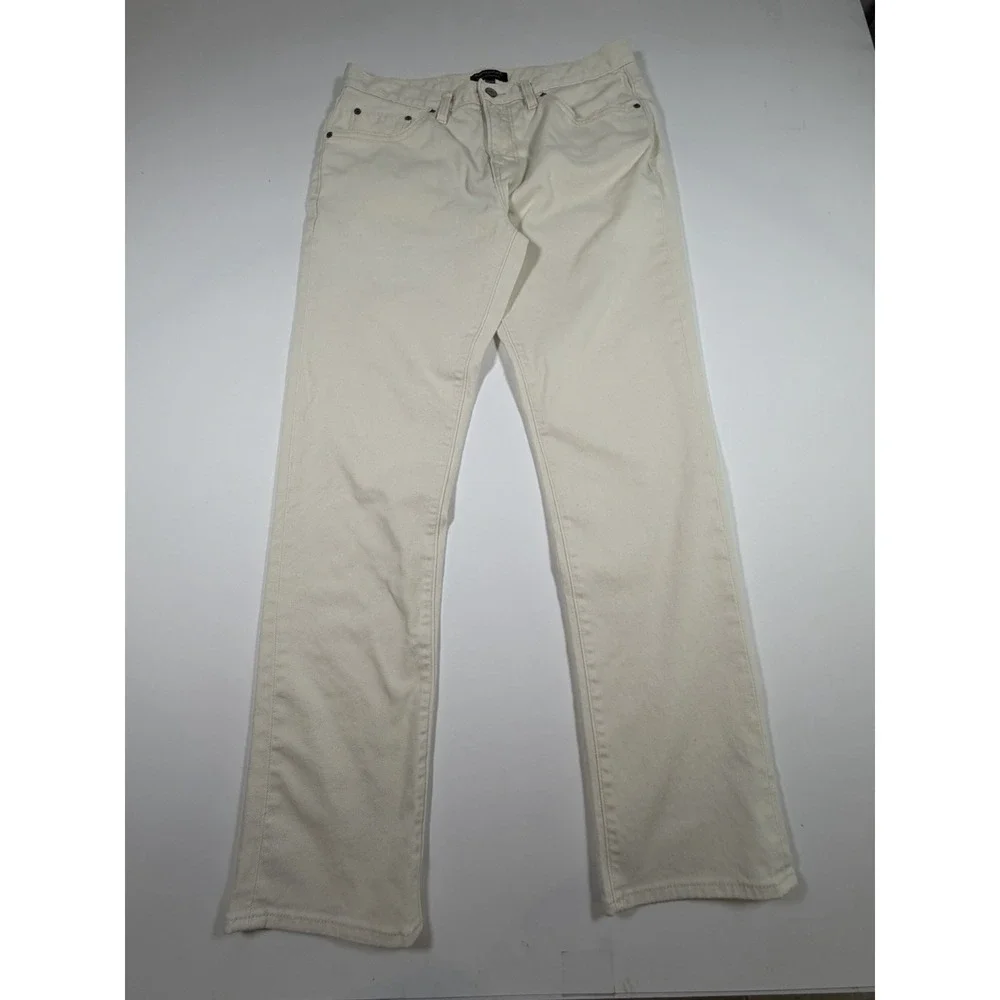Banana Republic Premium Performance Jeans Mens 33x32 White Straight Leg Stretch